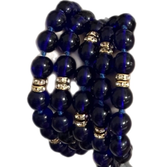 Vintage Murano glass necklace with handmade blue and golden - Picture 6 of 10